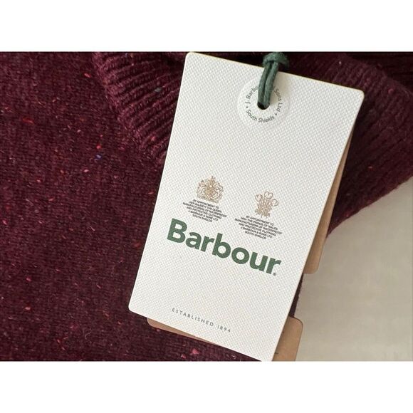 Barbour Essential Tisbury Men Sz Medium Dark Maroon/Ruby Half Zip Sweater - Picture 8 of 13